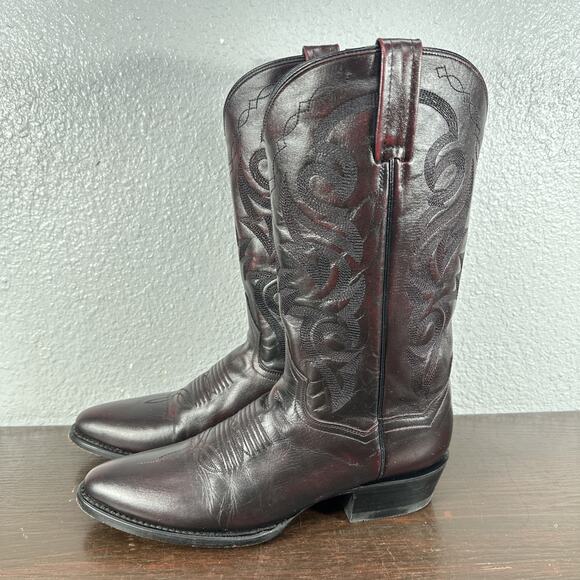 Dan Post Cowboy Boots Size 10 D Black Cherry Style DP 2112 R - EUC - Picture 1 of 10